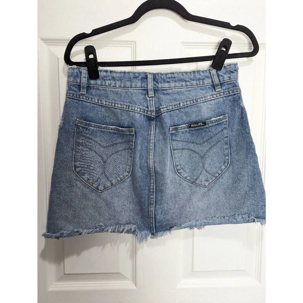 Rolla's Cutoff high waist denim mini skirt size